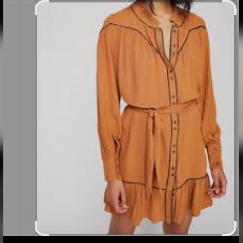 Free People Elegant Tan Button-Down Dress